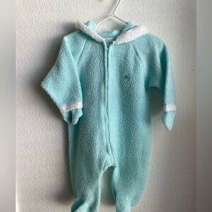 Vintage retro Carters blue fleece baby bundler size large made in USA